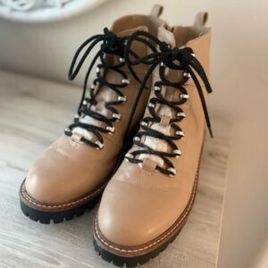 Brown lace up women boots